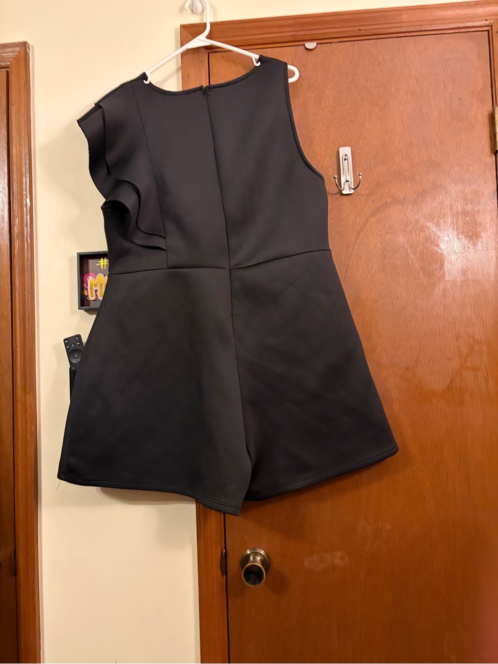 Fashion to Figure Black One-Shoulder Ruffle Mini Romper - Picture 3 of 5